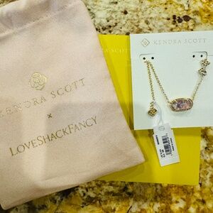 Kendra Scott X Love Shack Fancy gold Elisa necklace in Marie Pink